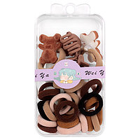 Набор детских резинок для волос в пластиковом органайзере для хранения(25 резинок,2заколки,2краба)