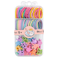 Детский набор для украшения волос в пластиковом кейсе( 60 резинок двух видов,20 заколок)Выгодная покупка!