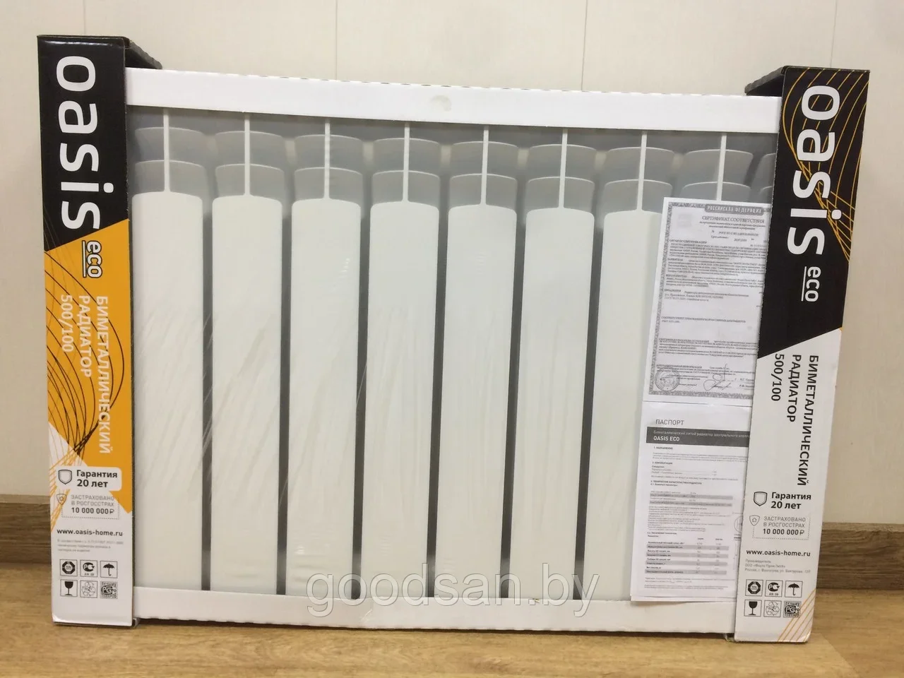 Радиатор биметаллический OASIS eco 500/80 РФ по 8 секций/уп