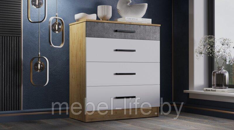 Комод Адель 800-4Я дуб вотан/белый гладкий