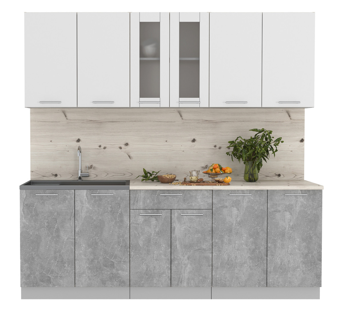Кухня Мила 2.2м. Белый - Бетон