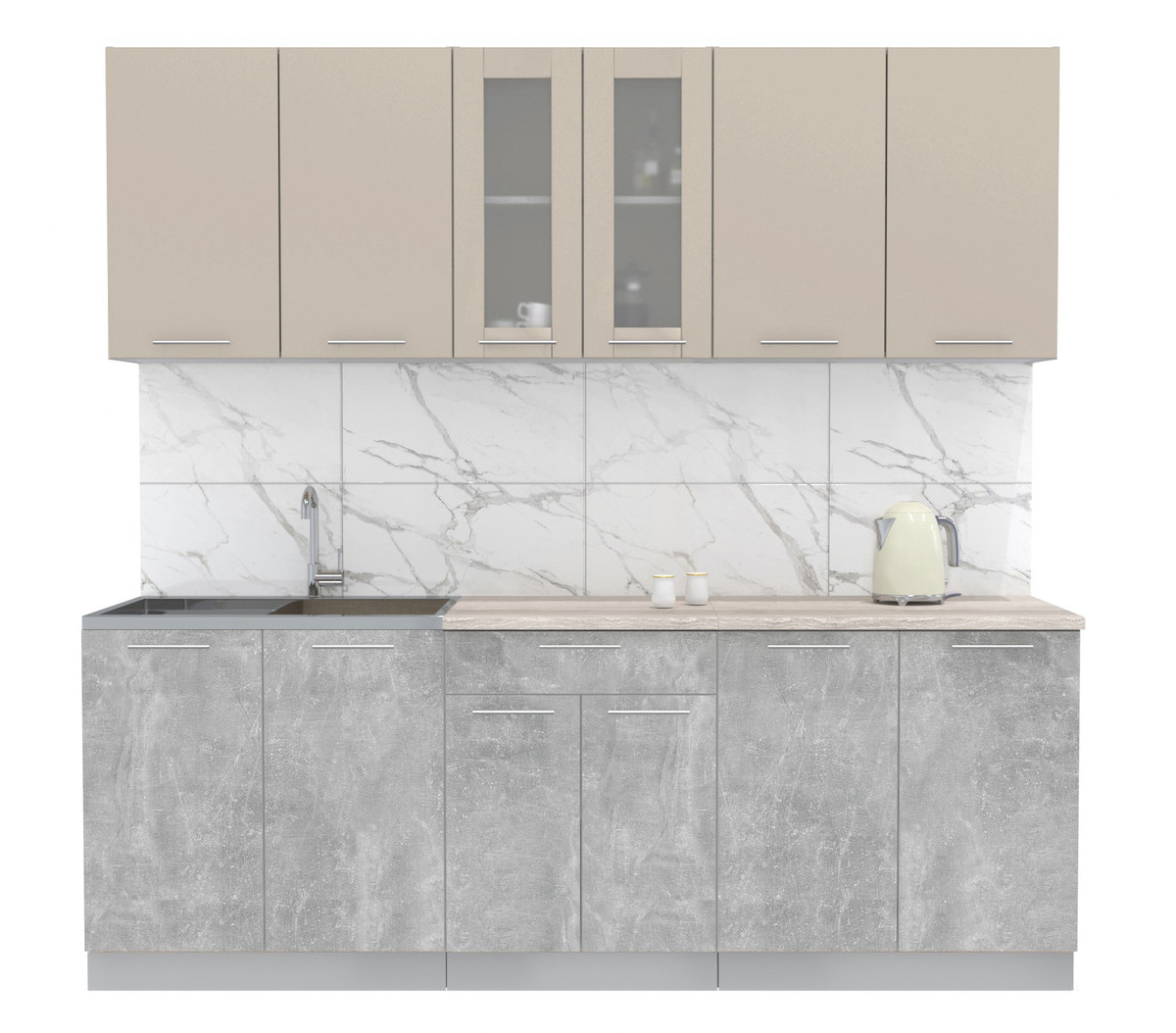 Кухня Мила 2.2м. Персидский жемчуг - Бетон