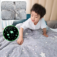 Волшебный плед-покрывало светящийся в темноте "КОСМОС" 150х120см Magic Blanket (Звезда, Луна)