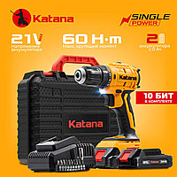 Дрель-шуруповерт аккумуляторный Katana HD Line BCD 5500 (21В, Бесщеточн., 2акк,2А/ч,Li-ion, 10бит, кейс)