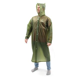 Плащ-дождевик СЛЕДОПЫТ, EVA, 76х130 см., на кнопках, с капюшоном, цв. army green, р. 56-58/50/100/
