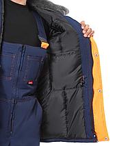 Костюм СИРИУС-ЛИДЕР-М куртка дл., п/к синий с оранжевым, мех. воротник, СОП, фото 3