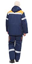 Костюм СИРИУС-ЛИДЕР-М куртка дл., п/к синий с оранжевым, мех. воротник, СОП, фото 2