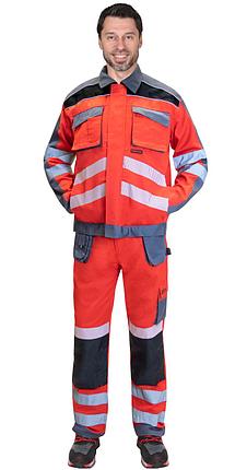 Костюм СИРИУС-АТОМ куртка, брюки красный с серым, фото 2