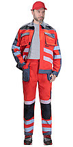 Костюм СИРИУС-АТОМ куртка, брюки красный с серым, фото 2