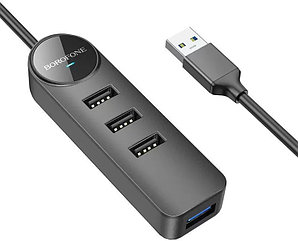 Хаб DH5 4в1 USB HUB2.0 Borofone черн 1.2м