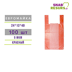Пакет-майка 24+10+40 красный, 100шт