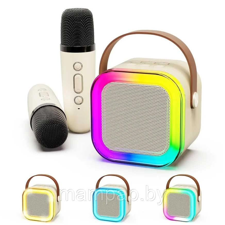 K12 Музыкальная колонка для караоке + 2 беспроводных микрофона + RGB