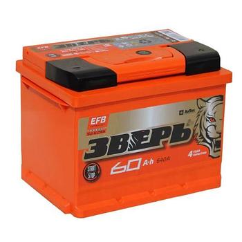 Аккумулятор ЗВЕРЬ EFB 6СТ-60 Евро 640A R+