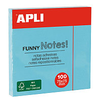 Бумага для заметок на клейкой основе Apli Funny notes 75*75мм, 100листов, синий пастель