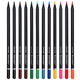 Карандаши цветные чёрное дерево BRAUBERG BLACK WOOD, 12 цветов, трехгранные, мягкий грифель 3 мм, 181948, фото 3