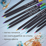 Карандаши цветные чёрное дерево BRAUBERG BLACK WOOD, 12 цветов, трехгранные, мягкий грифель 3 мм, 181948, фото 10