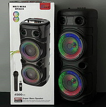 Колонка портативная ZQS-8227S, BT/USB/TF/FM, RGB, 2 x 8", 4500 mAh, 40W, 8H, AUX, Microphone