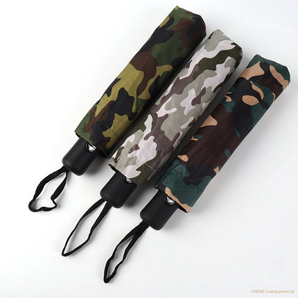 Зонт автоматический Camouflage, эпонж, 3 сложения, 8 спиц, D = 110 см, фото 2