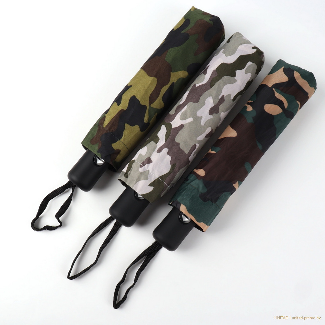 Зонт автоматический Camouflage, эпонж, 3 сложения, 8 спиц, D = 110 см