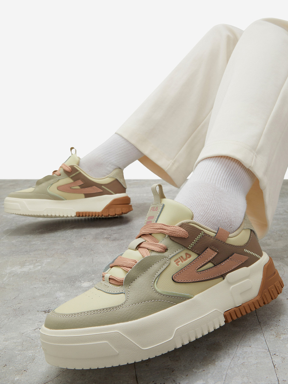Кроссовки женские FILA POWDER LOW W белый/зеленый 126216-W