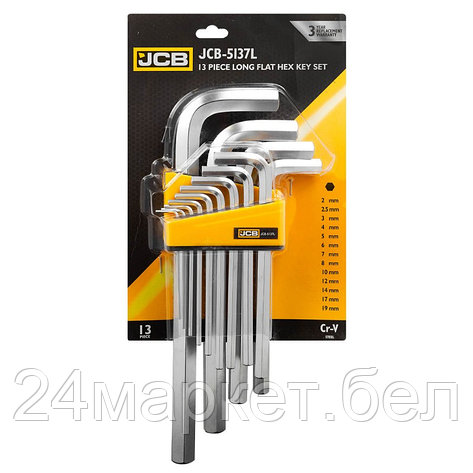 JCB-5137L JCB Ключи Г-образные 6-гранные длинные, набор 13пр. (2, 2.5, 3-8, 10, 12, 14, 17, 19мм), фото 2