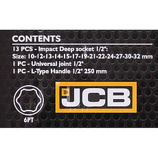 JCB-4157MPB JCB Головки ударные глубокие, набор 15пр., 1/2" (6гр.), фото 3