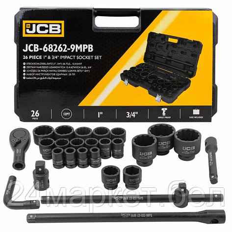 JCB-68262-9MPB JCB Набор инструментов ударных 26пр, 3/4", 1" (12гр.), фото 2