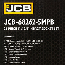 JCB-68262-5MPB JCB Набор инструментов ударных 26пр, 3/4", 1" (6гр.), фото 3