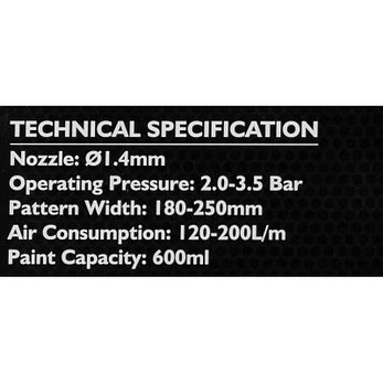JCB-H-887P-14V(1020) JCB Краскораспылитель с верхним пластиковым бачком 600мл, фото 2