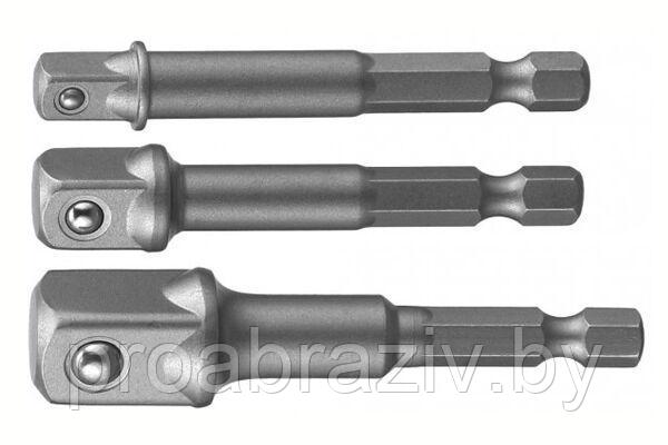 НАБОР АДАПТЕРОВ ДЛЯ ТОРЦЕВЫХ ГОЛОВОК VERTEXTOOLS 65мм, 3 ПРЕДМЕТА, 1/4", 1/2", 3/8"