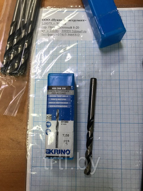 Сверло по металлу ц/х 7,5 x 87 х 105 мм KRINO код 1.9221