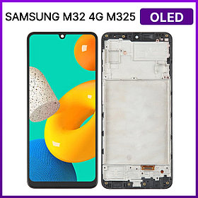 Экран для Samsung M32 4G (M325) в раме (OLED), черный