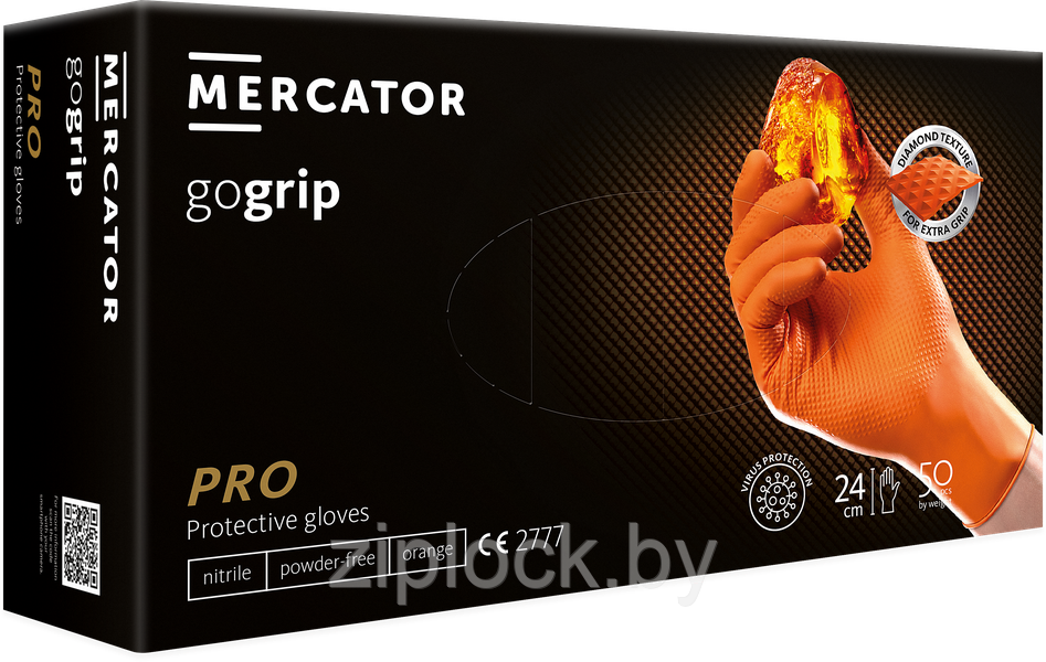 Перчатки нитриловые нестерильные неопудренные Go grip orange оранжевые, размер M