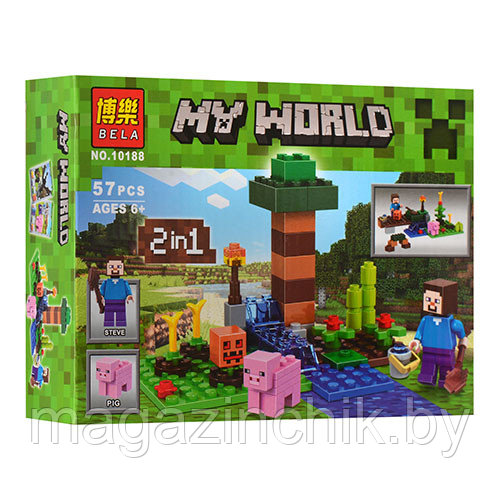 Конструктор Майнкрафт Minecraft Фермер Стив 10188, 57 дет., аналог Лего