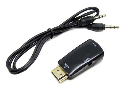 Преобразователь HDMI в VGA (HDMI папа - VGA мама) с аудио-выходом 3,5 мм.