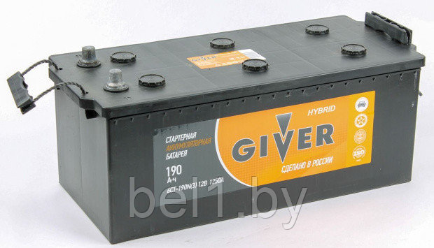 Аккумулятор GIVER HYBRID 6СТ-190 Росс (грузовая прямая), конус, 1250А (АКБ)