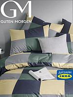Постельное белье 1.5 спальное IKEA клетка квадраты бязь хлопок комплект постель для полуторной кровати
