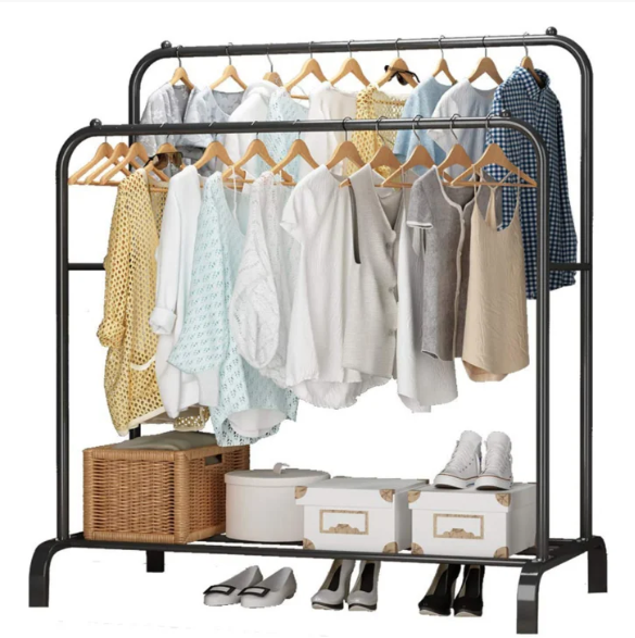 Вешалка напольная металлическая "Double pole hanger 608" чёрная.