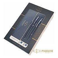 Набор ручек Parker "IM Black CT": шариковая автоматическая + перьевая, черный, серебристый