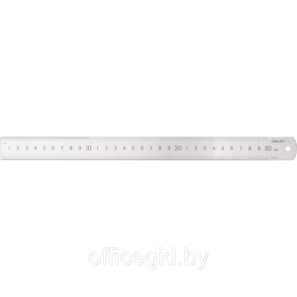 Линейка металлическая измерительная Deli "8030", 30 см, серебристый