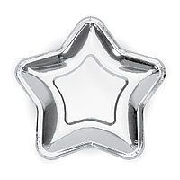 Тарелка бумажная "Star", 23 см, 6 шт, серебристый