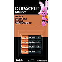 Батарейки алкалиновые Duracell "Simply LR03/HBDC (AAA)", 4 шт