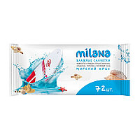 Салфетки влажные антибактериальные "Milana", 72 шт, морской бриз