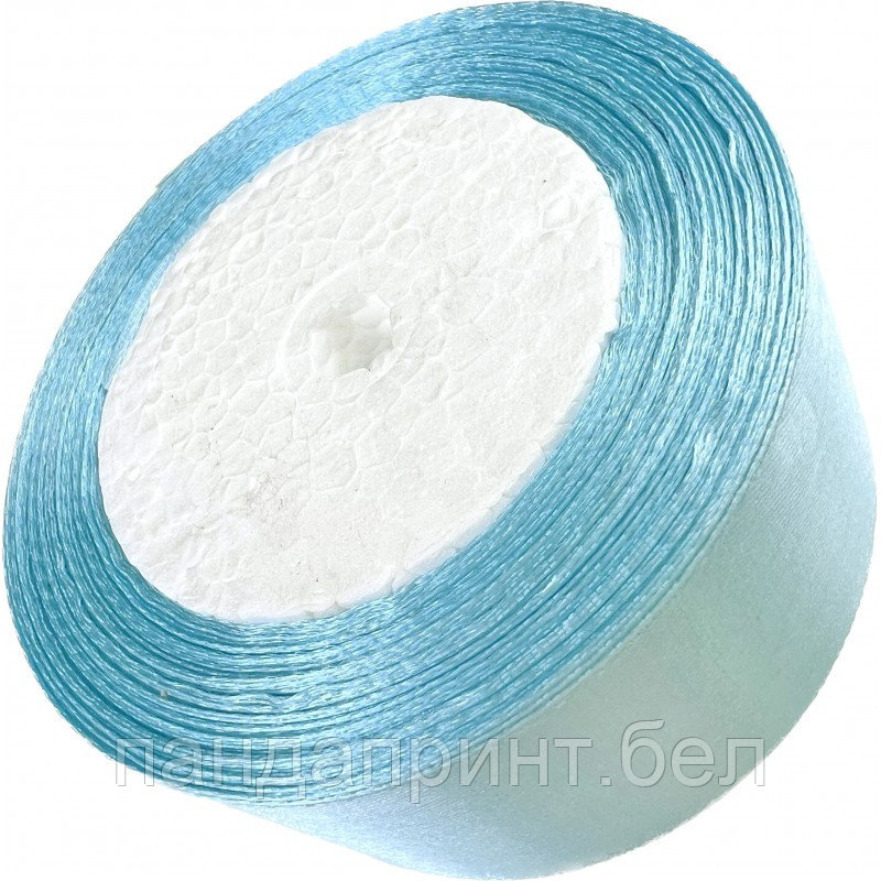 Лента атласная 4 см голубая 23 м на пене