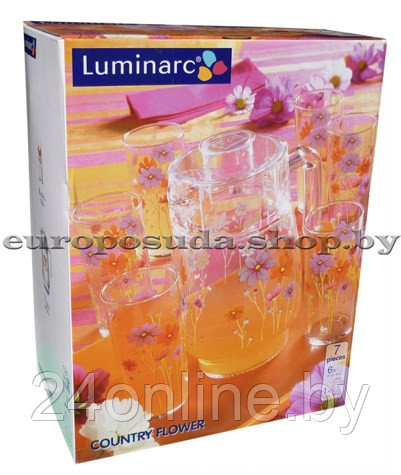 Набор стаканов с кувшином Luminarc COUNTRY FLOWER E3758