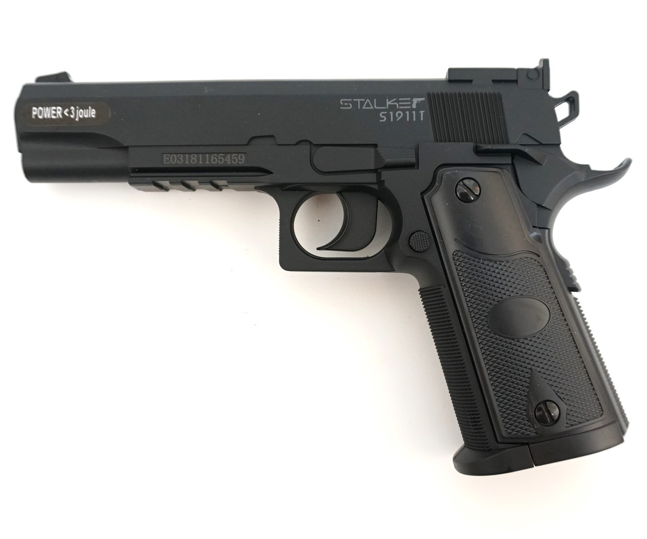 Пистолет пневматический Stalker S1911T (аналог "Colt 1911") к.4,5мм, пластик, 120 м/с, черный, +250шар., карто