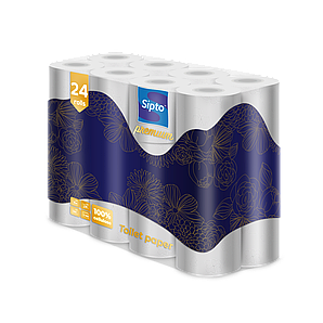 Бумага туалетная Sipto Premium белая 1*24рул. 3-х слойная