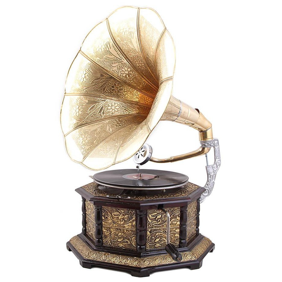 Граммофон ''His masters voice'' восьмигранник металлический оклад (реплика)