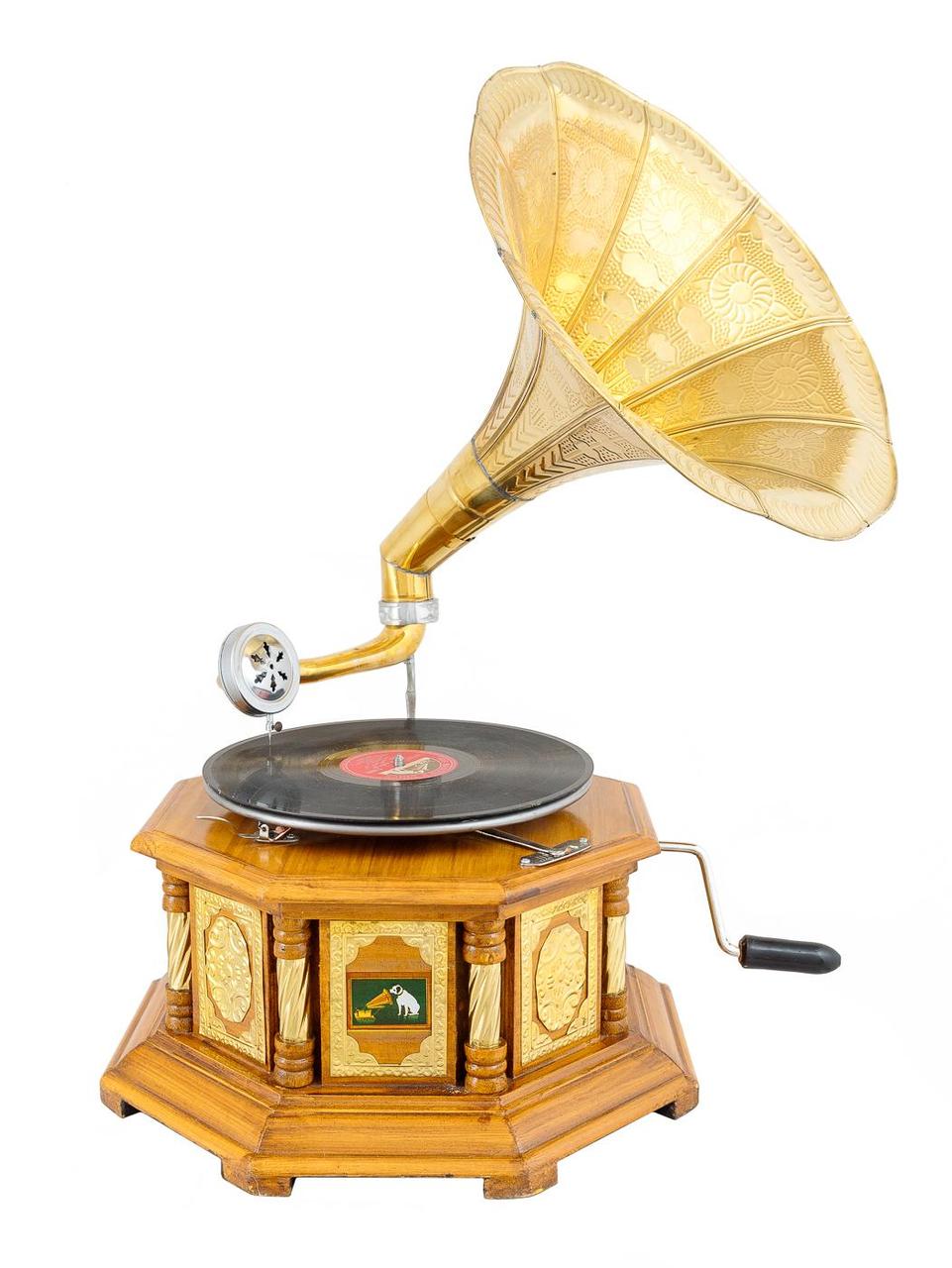 Граммофон "His Master’s Voice" (реплика) восьмигранник светлый металл