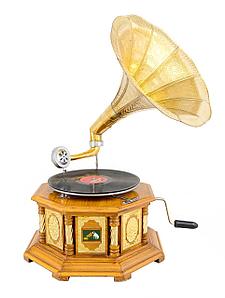 Граммофон "His Master’s Voice" (реплика) восьмигранник светлый металл